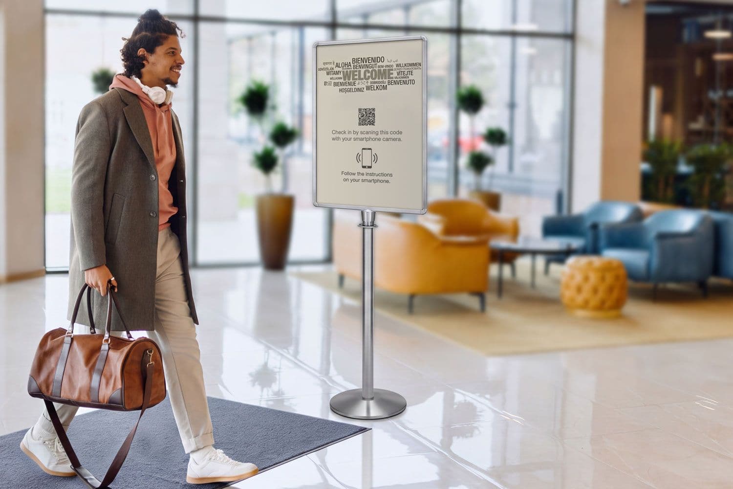 Traditional Post Sign Stand Hotel Lobby
