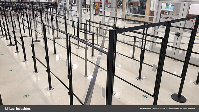 Airport,Government,Barriers,Queuing,Security,SocialDistancing,RigidRail,Stanchions,QueueGuard