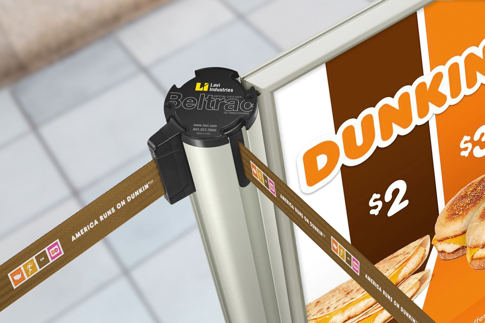 Custom printed stanchion belts and barrier panels