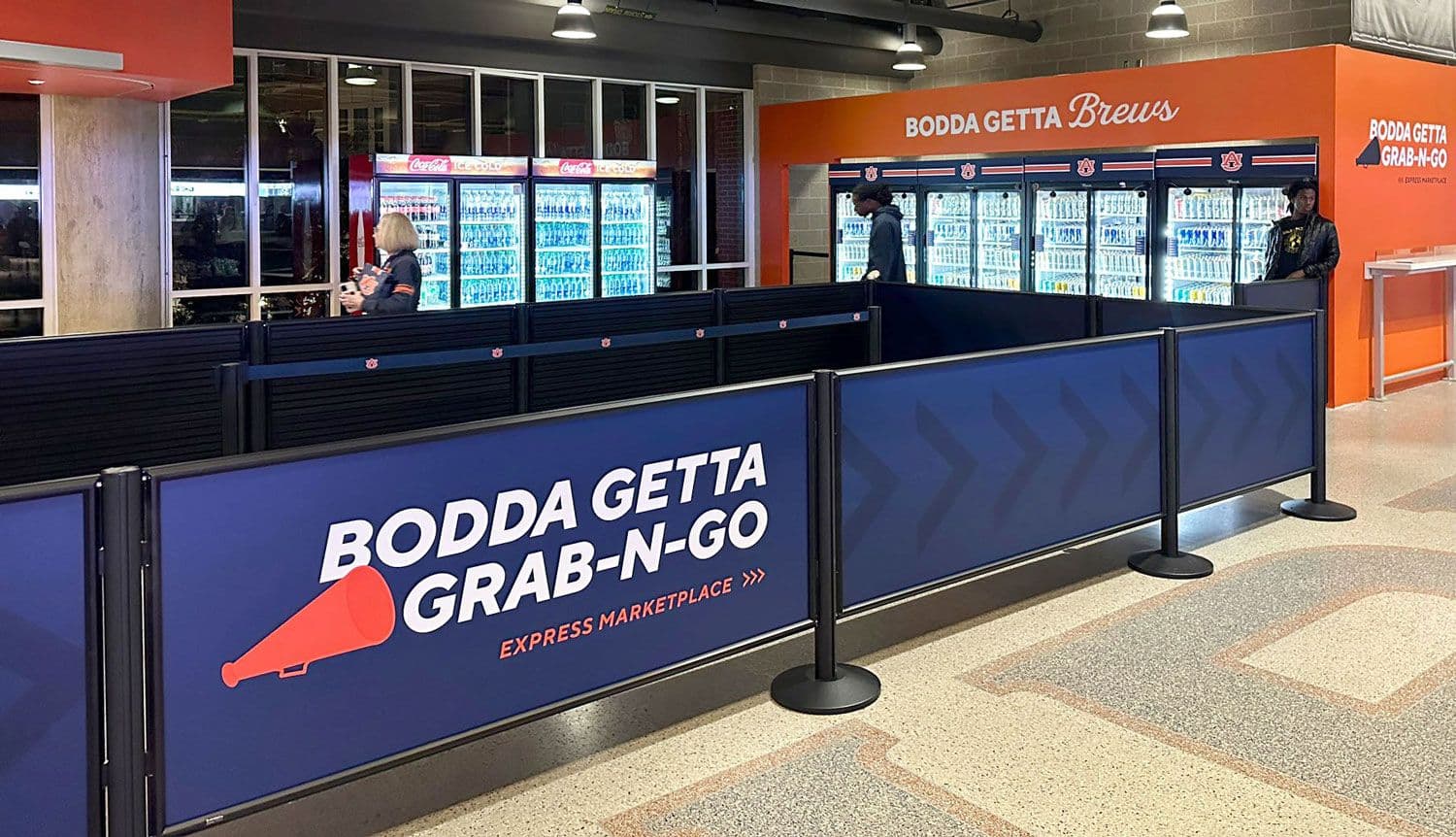 Post and Panel barrier in a stadium concession