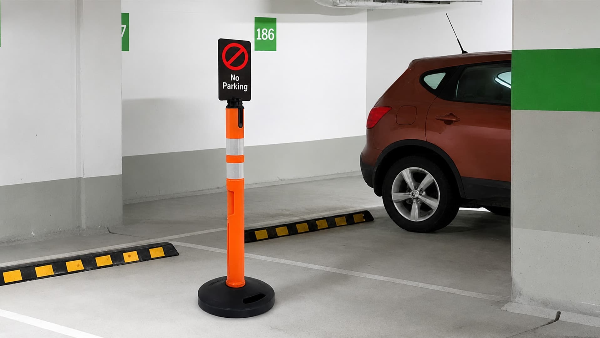 Heavy Base Delineator Parking Garage