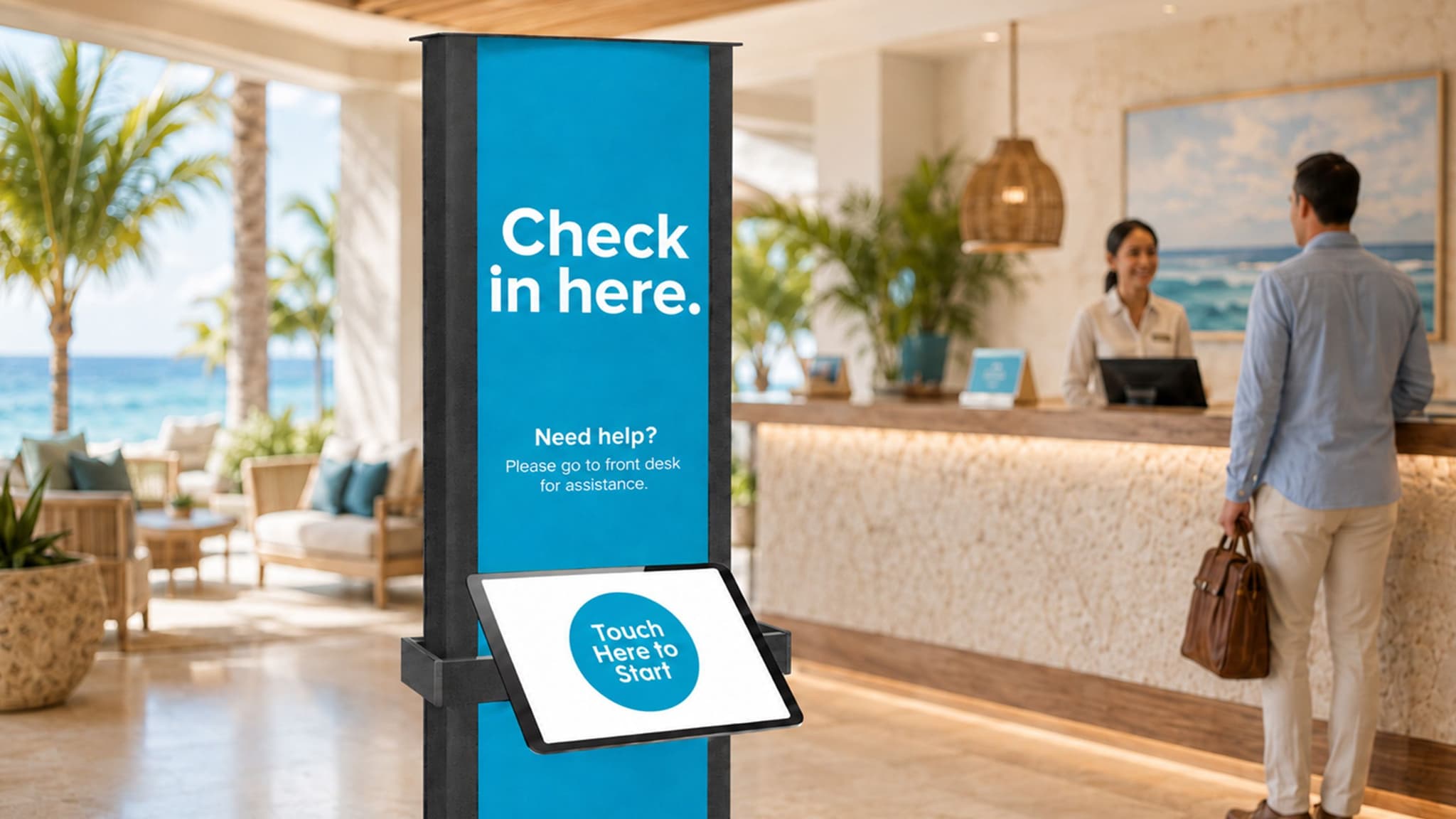 Edge Tower Sign Kiosk Hotel Lobby