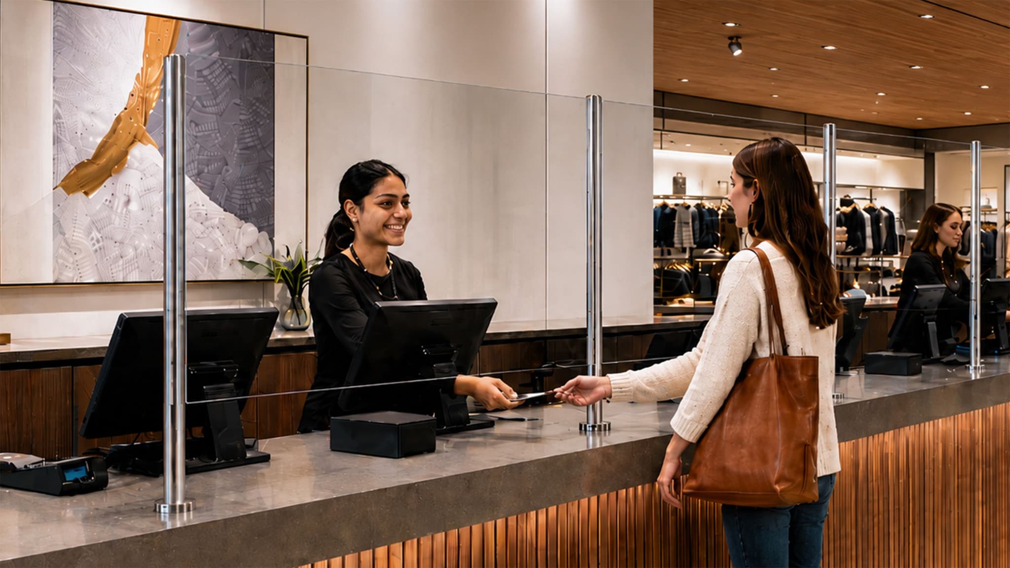 glass divider posts retail