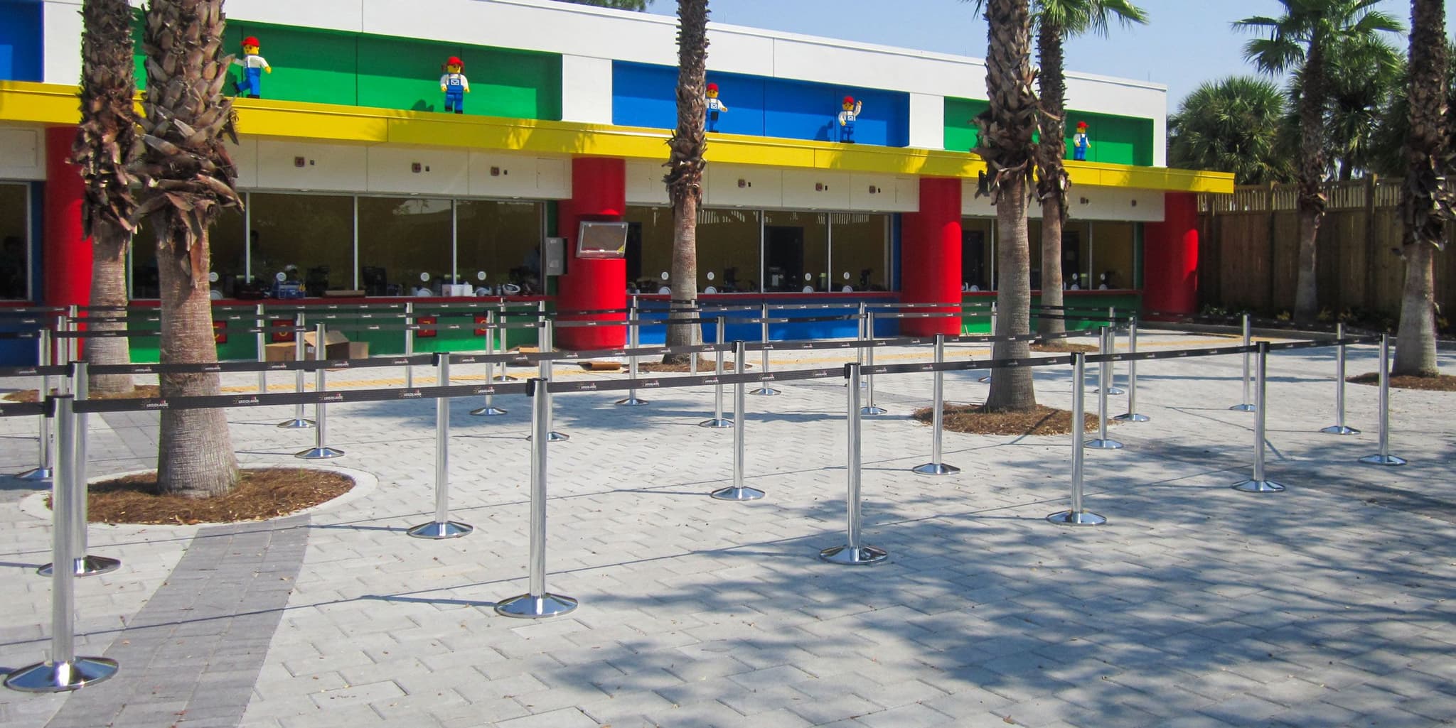 Legoland ticket queue with retractable belt stanchions