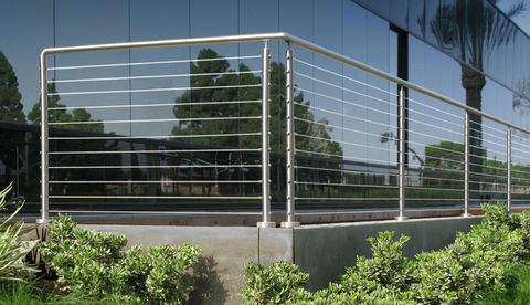 C.A.T. Cable Railing guardrail outside at a Business Campus
