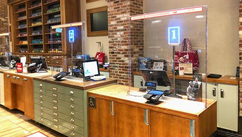 Cashier station lights at a Disney World gift shop.