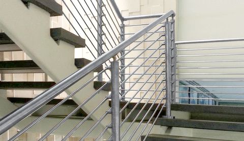 Crossbar stair railing system using Lavi's prefabricated crossbar railing posts
