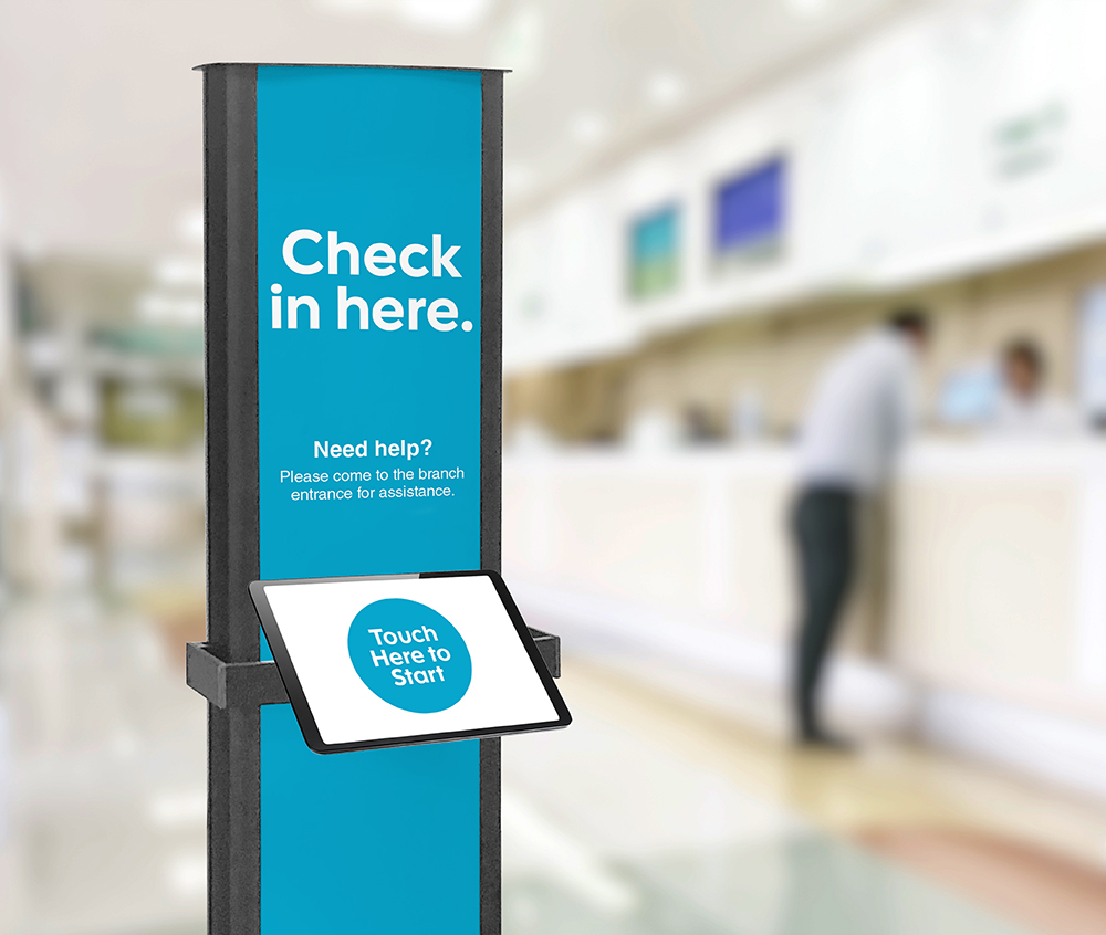 Lobby edge tower kiosk