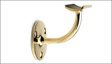 Architectural Bronze Anodized Aluminum with 2 Antique Brass Wall Brackets and Endcaps 18 in 1.6 Round Complete Kit Handrail 