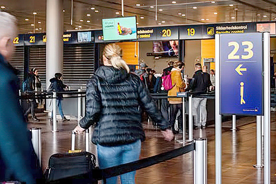 Airport Electronic Queuing System directing passengers