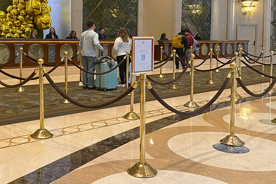Hotel Check-In Queue with Post and Rope Stanchions