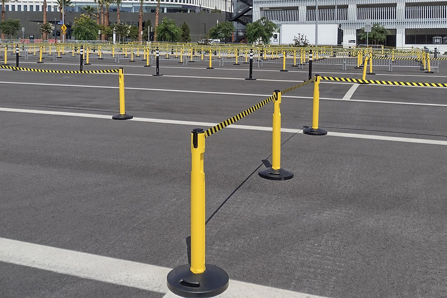 Outdoor Stanchions in a parking lot