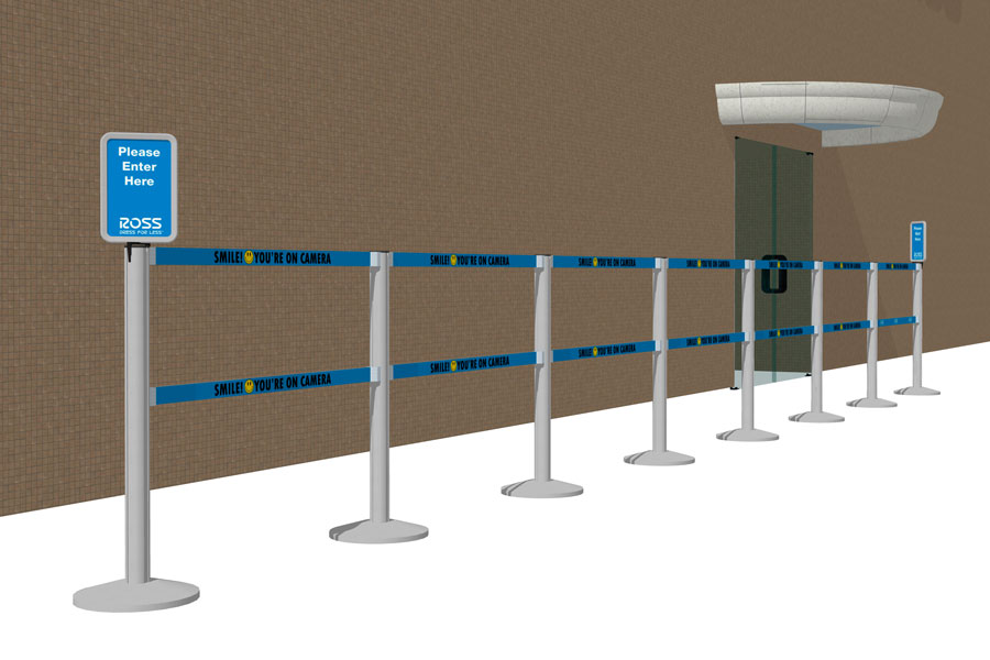Store entrance with barriers