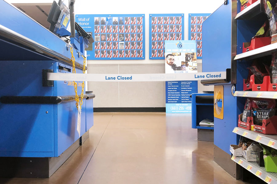 Aisle Closure with Magnetic Retractable Belt Safety Barrier