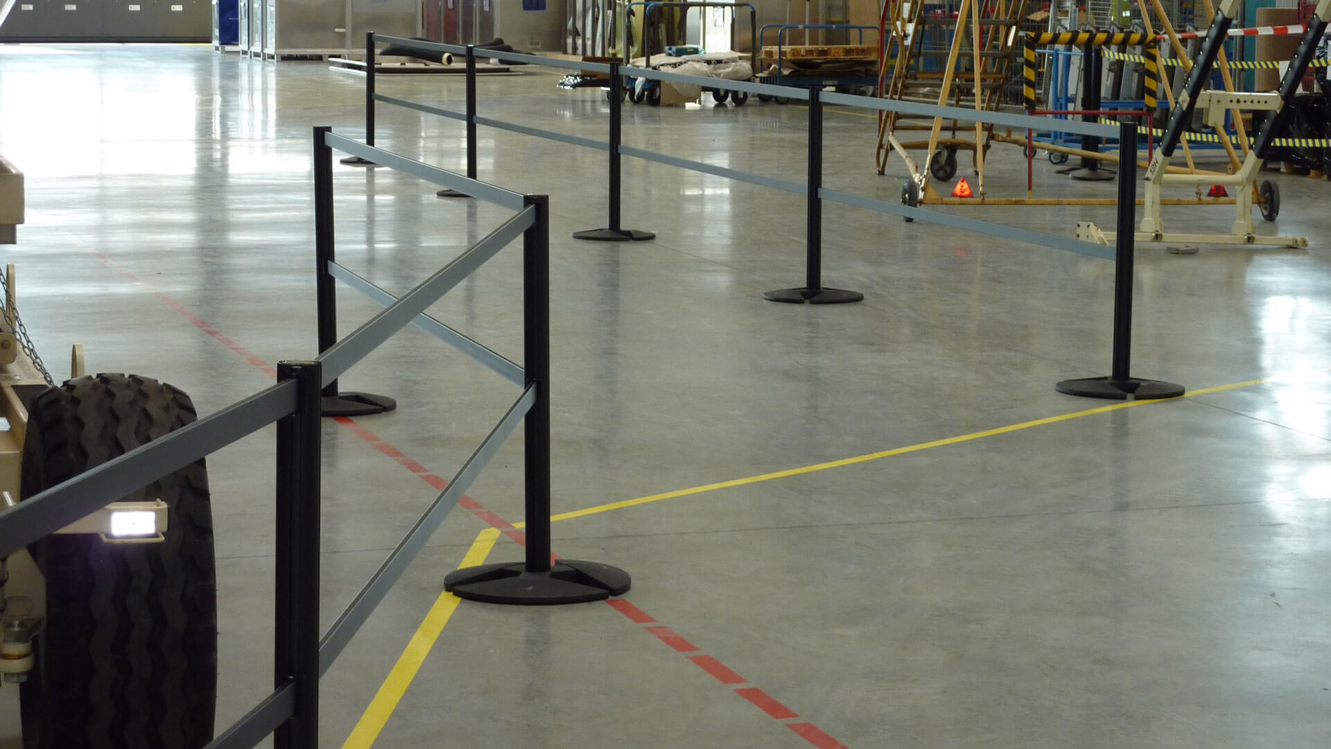 Industrial,Barriers,Security,RigidRail,Stanchions