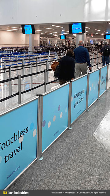 Airport,Government,Barriers,Queuing,Security,Double-Belt,HingedFramePanels,MagneticBase,Stanchions,SublimatedBelts