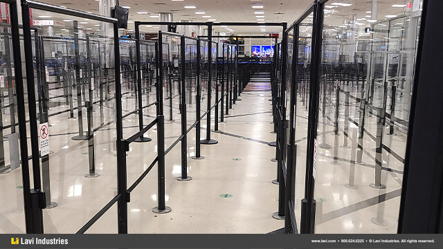 Airport,Government,Barriers,Queuing,Security,SocialDistancing,RigidRail,Stanchions,QueueGuard