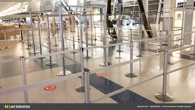 Airport,Government,Barriers,Queuing,Security,Signage,SocialDistancing,RigidRail,Stanchions,QueueGuard,Directrac