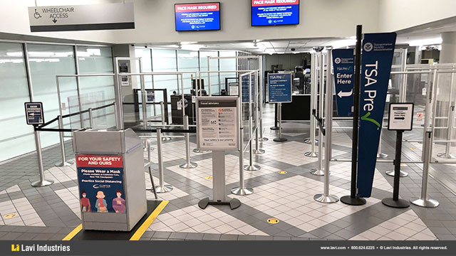 Airport,Government,Barriers,Queuing,Security,Signage,SocialDistancing,Banners,Directrac,QueueGuard,RigidRail,Stanchions