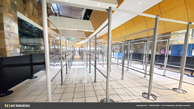 Airport,Barriers,Queuing,Security,SocialDistancing,QueueGuard,RigidRail,Stanchions