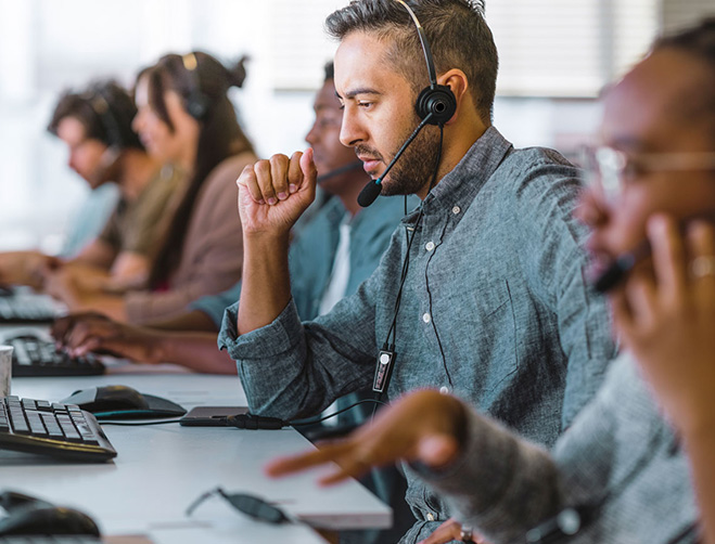 A row of our helpdesk technicians, emphasizing our dedication to providing industry-leading support.