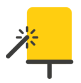 A yellow colored register light, with a magic wand tapping it.