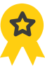 Ribbon-shaped award icon with a star, symbolizing Lavi Industries' 40+ years of leadership in queue management solutions.